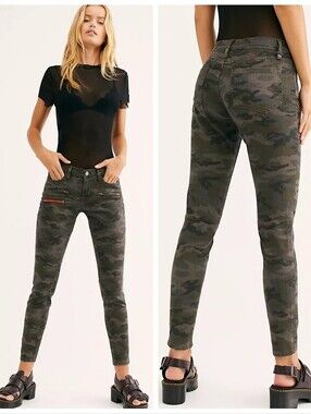 Etienne Marcel $228 Classic Camo Multi Zip Skinny Jeans Women's 28 Alternative